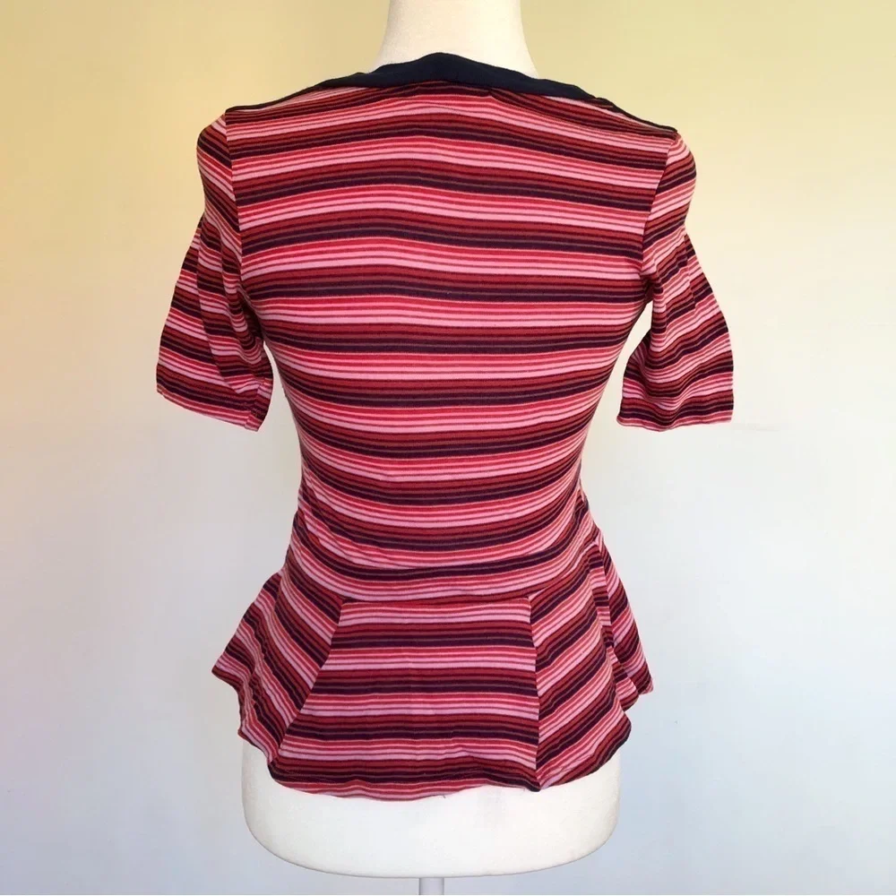 ๐2 for $20 Bordeaux Anthropologie Striped Top - Picture 2 of 9